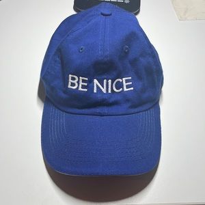 Blue baseball cap “BE NICE” Velcro adjuster hat